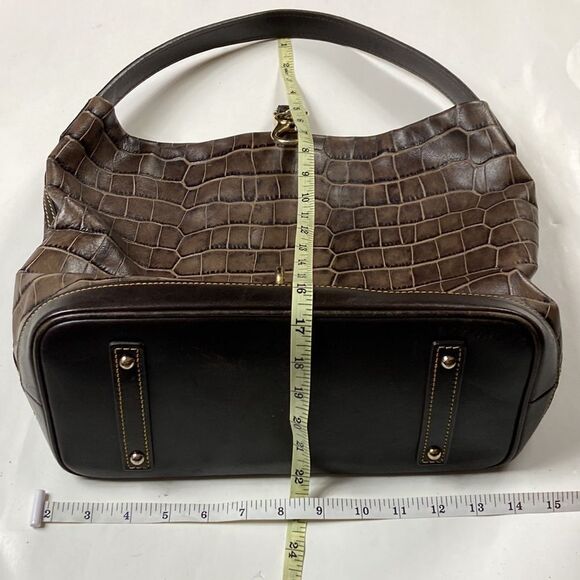 Dooney & Bourke Brown Florentine Croc Embossed Leather Logo Lock Shoulder Bag - Picture 14 of 14